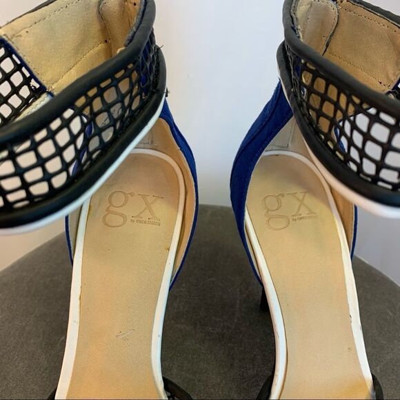 Nwob GX by Gwen Stefan blue black white Namiko Suede High Heels size 9 - Picture 7 of 11